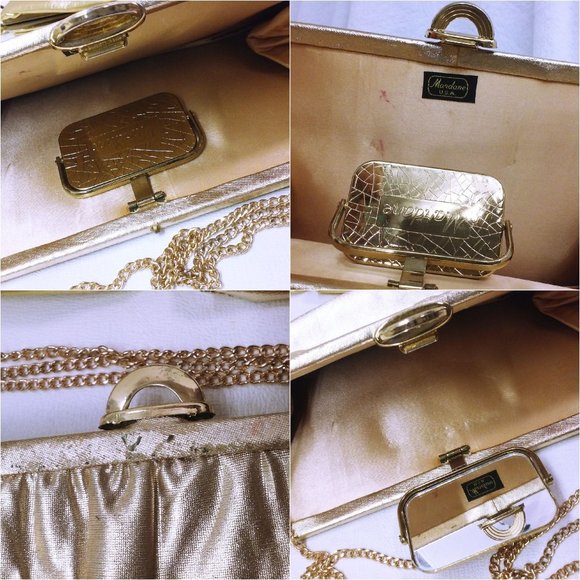 Bundle Lot of 3 Vintage 60s Metallic Gold Lame Evening Bag Clutch Mod Retro Glam - Picture 6 of 9
